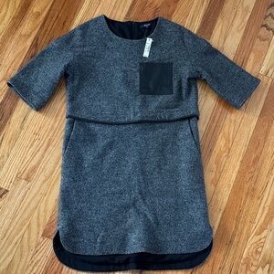 Madewell Wool Dress with Leather Accents